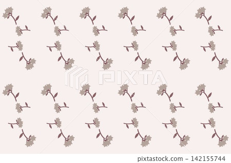 Minimal botanical pattern, serrated leaves and pompoms on dusty pink Minimal botanical pattern, serrated leaves and pompoms on dusty pink 142155744