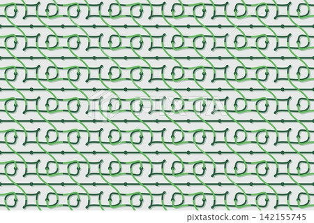 Modern geometric seamless tile, mirrored flowing curves in green 142155745