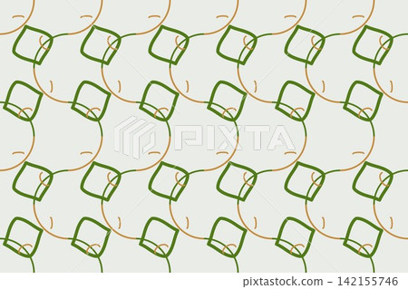 Leaves and star flowers seamless background in green Leaves and star flowers seamless background in green 142155746