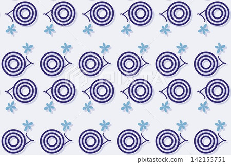 Indigo botanical seamless pattern, tossed daisies 142155751