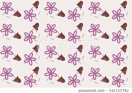 Hand drawn ditsy daisies seamless repeat pattern in red Hand drawn ditsy daisies seamless repeat pattern in red 142155762