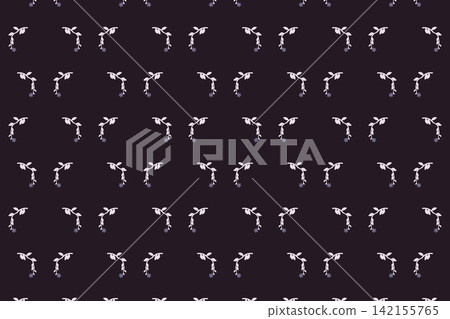 Purple botanical seamless pattern, scalloped leaves and daisies Purple botanical seamless pattern, scalloped leaves and daisies 142155765