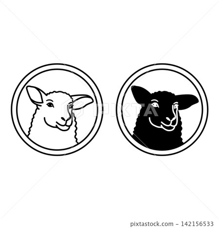 Labels Lamb. Black And White Vector Icons. Sheep, Pet. Cat's Food Properties. Food Packaging Sticker Labels Lamb. Black And White Vector Icons. Sheep, Pet. Cat's Food Properties. Food Packaging Sticker 142156533