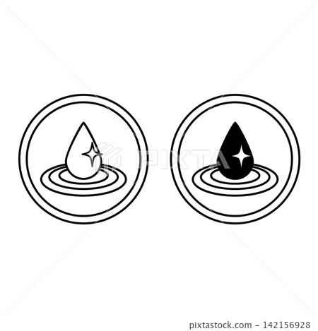 Labels Pure Water. Black And White Vector Icons. Sticker For Products Packaging. Skin Care Concept Labels Pure Water. Black And White Vector Icons. Sticker For Products Packaging. Skin Care Concept 142156928