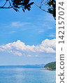 Summer sea viewed from a hilltop 142157074