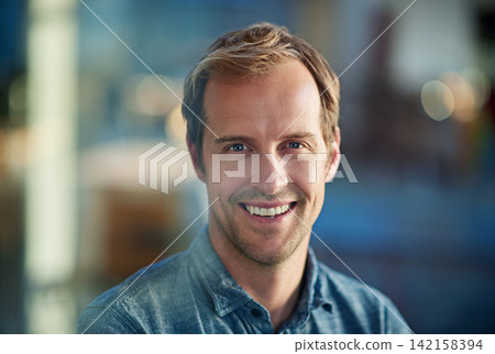 Portrait of man, confident and professional in office with smile for career, new project and startup as operations manager. Businessman, entrepreneur and person to manage resources or efficiency Portrait of man, confident and professional in office with smile for career, new project and startup as operations manager. Businessman, entrepreneur and person to manage resources or efficiency 142158394