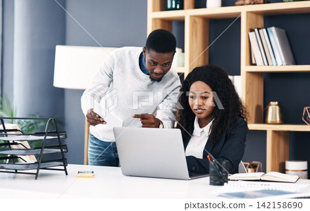 Business people, conversation and laptop with document, teamwork or online reading with company website. Staff, man or woman with paperwork or tech with advice, help or collaboration with digital app Business people, conversation and laptop with document, teamwork or online reading with company website. Staff, man or woman with paperwork or tech with advice, help or collaboration with digital app 142158690