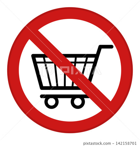 Red Sign No Shopping Cart. Vector Icon. Prohibitory Round Sign. Sticker for Shopping Malls and Stores. Do Not Place Shopping Carts Red Sign No Shopping Cart. Vector Icon. Prohibitory Round Sign. Sticker for Shopping Malls and Stores. Do Not Place Shopping Carts 142158701
