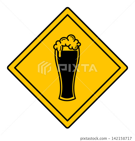 Yellow Sign Beer Zone. Vector Icon. Humorous Road Sign. Funny Sticker. Glass of Foaming Beer Yellow Sign Beer Zone. Vector Icon. Humorous Road Sign. Funny Sticker. Glass of Foaming Beer 142158717