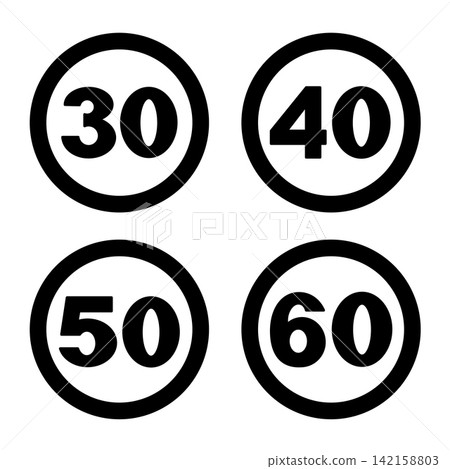Prohibitory Road Signs. Vector Icons. Prohibitory Road Signs. Vector Icons. 142158803