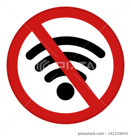 Red Sign No Wi Fi Signal. Vector Graphics. Sticker Prohibiting Wi Fi Internet 142159043