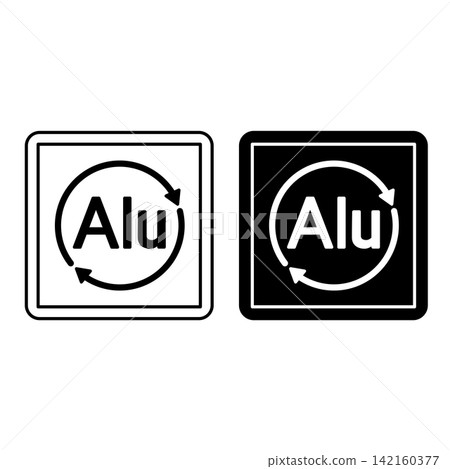 Aluminum in Packaging Signs. Labels for Cardboard Packaging. Black and White Vector Icons. Logistics, Delivery. Warning Symbol, Handle with Care. Aluminum in Packaging Signs. Labels for Cardboard Packaging. Black and White Vector Icons. Logistics, Delivery. Warning Symbol, Handle with Care. 142160377