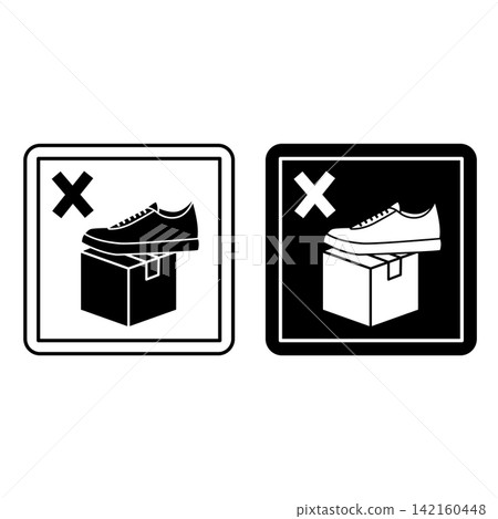 Do Not Step Signs. Cardboard Packaging Labels. Black and White Vector Icons. Logistics, Delivery. Warning Symbol, Handle With Care Do Not Step Signs. Cardboard Packaging Labels. Black and White Vector Icons. Logistics, Delivery. Warning Symbol, Handle With Care 142160448