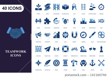Set of 40 business and teamwork icons for professional corporate projects and web design Set of 40 business and teamwork icons for professional corporate projects and web design 142160740