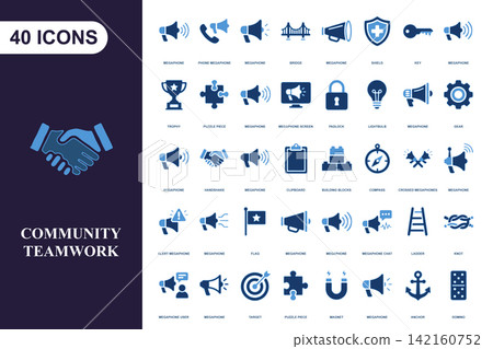 Set of 40 business and teamwork icons for professional communication and project management Set of 40 business and teamwork icons for professional communication and project management 142160752