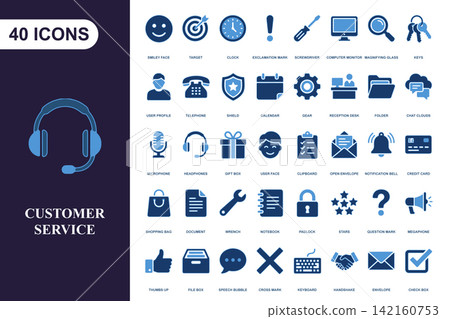 Customer service and business support icon set for web design and digital interface projects Customer service and business support icon set for web design and digital interface projects 142160753