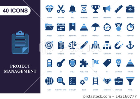 Business project management icons set for professional office and corporate workflow tasks Business project management icons set for professional office and corporate workflow tasks 142160777