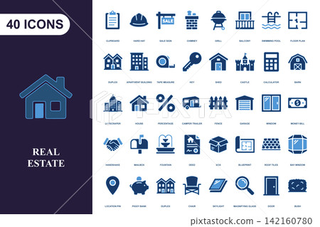 Real Estate Property Icon Set for Housing Construction and Architecture Business Branding Real Estate Property Icon Set for Housing Construction and Architecture Business Branding 142160780