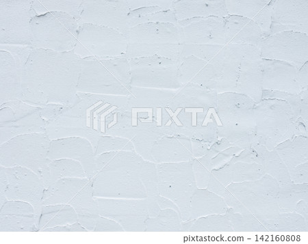 White plastered cement wall texture with rough trowel marks background. 142160808