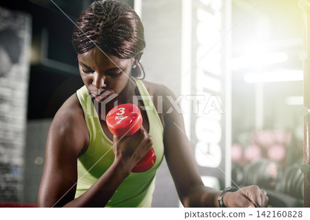 Weight, African woman or breath as strength, fitness or health by training, exercise or workout. Flex, arm or black girl as confident, fit or muscle by power, performance or self care of gym wellness Weight, African woman or breath as strength, fitness or health by training, exercise or workout. Flex, arm or black girl as confident, fit or muscle by power, performance or self care of gym wellness 142160828