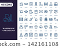 Warehouse operations and logistics icon set for industrial supply chain management 142161108