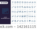 Set of 50 business and agile methodology line icons for project management and development 142161115