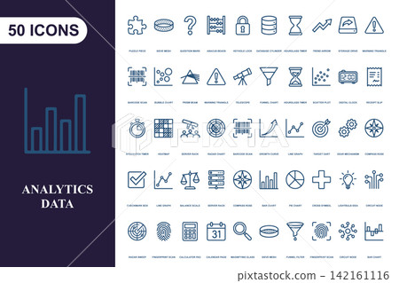 Business Analytics Data Icon Set for Financial Reporting and Digital Marketing Strategy Business Analytics Data Icon Set for Financial Reporting and Digital Marketing Strategy 142161116