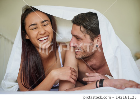 Happy woman, couple and intimacy on bed for commitment, trust and love in home or apartment. Man, comfort and relationship with pride for marriage, bond and smile with partner for anniversary or date Happy woman, couple and intimacy on bed for commitment, trust and love in home or apartment. Man, comfort and relationship with pride for marriage, bond and smile with partner for anniversary or date 142161123