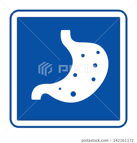 Blue Gastroenterology Sign. Vector Icon. Stomach, Human Internal Organ. Digestive System Treatment. Hospital Department Sign Blue Gastroenterology Sign. Vector Icon. Stomach, Human Internal Organ. Digestive System Treatment. Hospital Department Sign 142161172