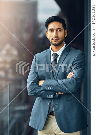 Office, balcony and portrait of man with confidence, career pride and trust in business opportunity. Consultant, entrepreneur or businessman with arms crossed, ambition and professional job in city Office, balcony and portrait of man with confidence, career pride and trust in business opportunity. Consultant, entrepreneur or businessman with arms crossed, ambition and professional job in city 142161383