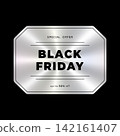 Black Friday holographic label. Sticker, Label, Emblem with holographic effect 142161407