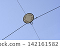 Catenary Suspended LED Street Light Against Blue Sky 142161582