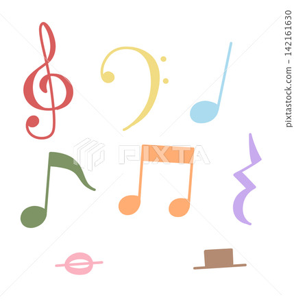 A colorful set of musical notes and symbols. A colorful set of musical notes and symbols. 142161630