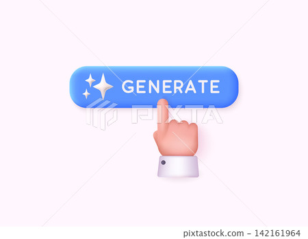 Generate AI button. AI stars icon. Artificial intelligence logo. LLM artificial intelligence icon. Machine learning generator. 3D Web Vector Illustrations. 142161964