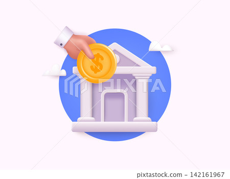 Banking app isolated cartoon vector illustrations set. Make digital payments with smartphone, money transfer banking service. 3D Web Vector Illustrations. 142161967