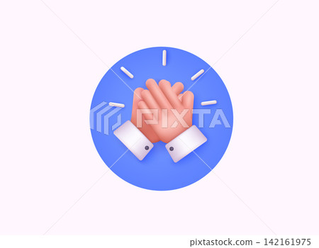 Clapping hands 3d icon. Applaud for web, banner, poster, print. 3d web vector illustration. Clapping hands 3d icon. Applaud for web, banner, poster, print. 3d web vector illustration. 142161975