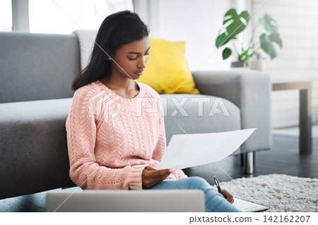 Home, writer on floor and girl with laptop, document and research for novel and writing article. Apartment, person or woman with pc, editing or paperwork for project, tech or journalist with deadline Home, writer on floor and girl with laptop, document and research for novel and writing article. Apartment, person or woman with pc, editing or paperwork for project, tech or journalist with deadline 142162207