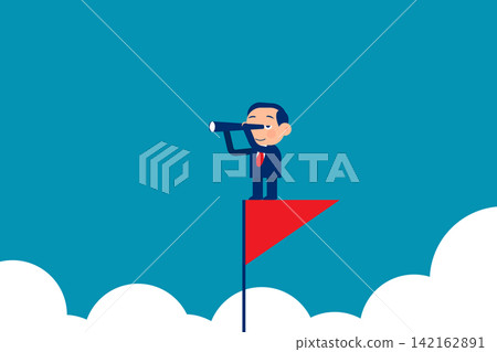 Leaders stand on the flag of success and find new investments Leaders stand on the flag of success and find new investments 142162891