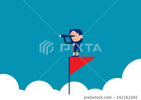 Leaders stand on the flag of success and find new investments Leaders stand on the flag of success and find new investments 142162892