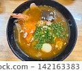Top view of Vietnamese crab noodle soup with shrimp 142163383