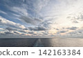 Stunning sunset over calm ocean from cruise ship 142163384