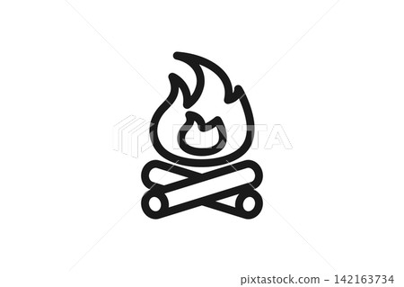 Campfire line art icon Campfire line art icon 142163734