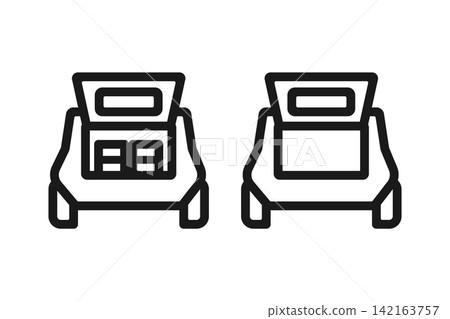 Set of 2 line art icons for car storage boxes Set of 2 line art icons for car storage boxes 142163757