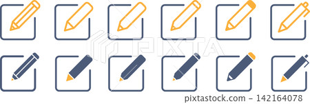 A set of icon materials depicting editing with various pens. A set of icon materials depicting editing with various pens. 142164078