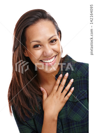 Woman and portrait with smile in studio for work, hands or confidence or joy. Female person, backdrop and happy with glee or cheer or hairstylist, beautician or cosmetologist or hairdresser Woman and portrait with smile in studio for work, hands or confidence or joy. Female person, backdrop and happy with glee or cheer or hairstylist, beautician or cosmetologist or hairdresser 142164095