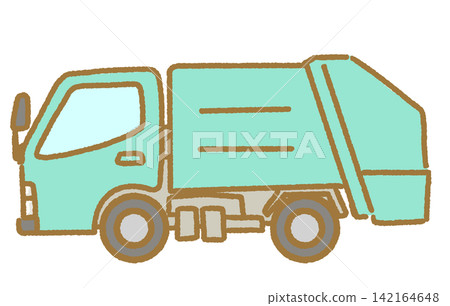 簡單可愛的手繪垃圾車圖示插圖;可作為插圖使用的汽車插圖。 簡單可愛的手繪垃圾車圖示插圖;可作為插圖使用的汽車插圖。 142164648