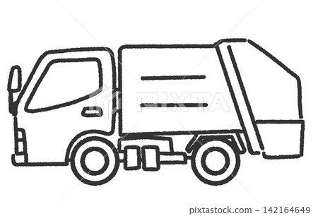 簡單可愛的手繪單色垃圾車圖示插圖;可作為插圖使用的車輛插圖。 簡單可愛的手繪單色垃圾車圖示插圖;可作為插圖使用的車輛插圖。 142164649