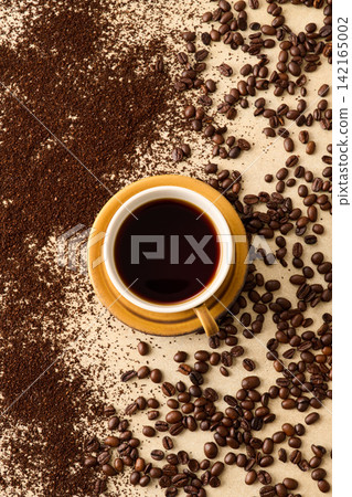 coffee poured into a cup coffee poured into a cup 142165002