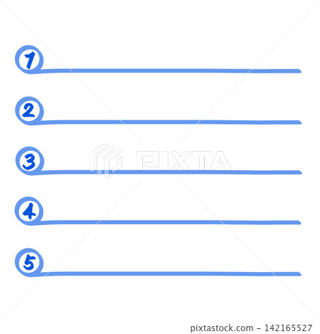 Handwritten-style numbered list frame 1-5 Light blue Handwritten-style numbered list frame 1-5 Light blue 142165527