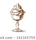 Ice Cream Sundae with Coffee Vector Illustration, Sweet Dessert Drink, Cafe Menu Clipart Design 142165759